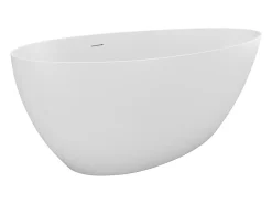 Baignoire Îlot|Vente-unique Baignoire îlot asymétrique - 245 L - 160 x 82 x 58 cm - Blanc mat - Acrylique - APULIA