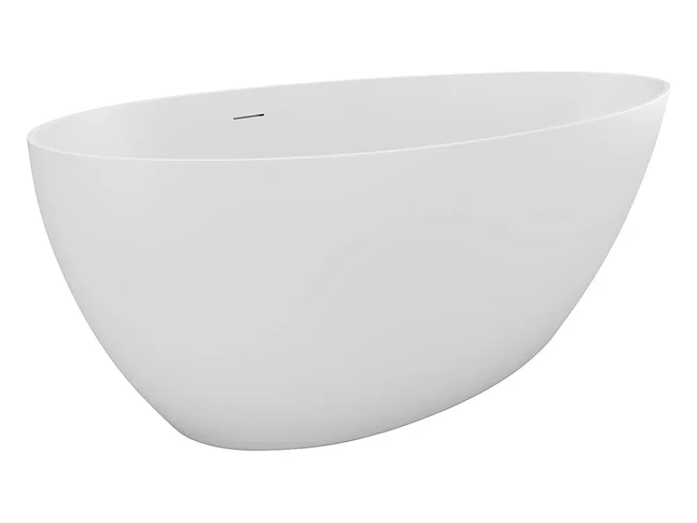 Baignoire Îlot|Vente-unique Baignoire îlot asymétrique - 245 L - 160 x 82 x 58 cm - Blanc mat - Acrylique - APULIA