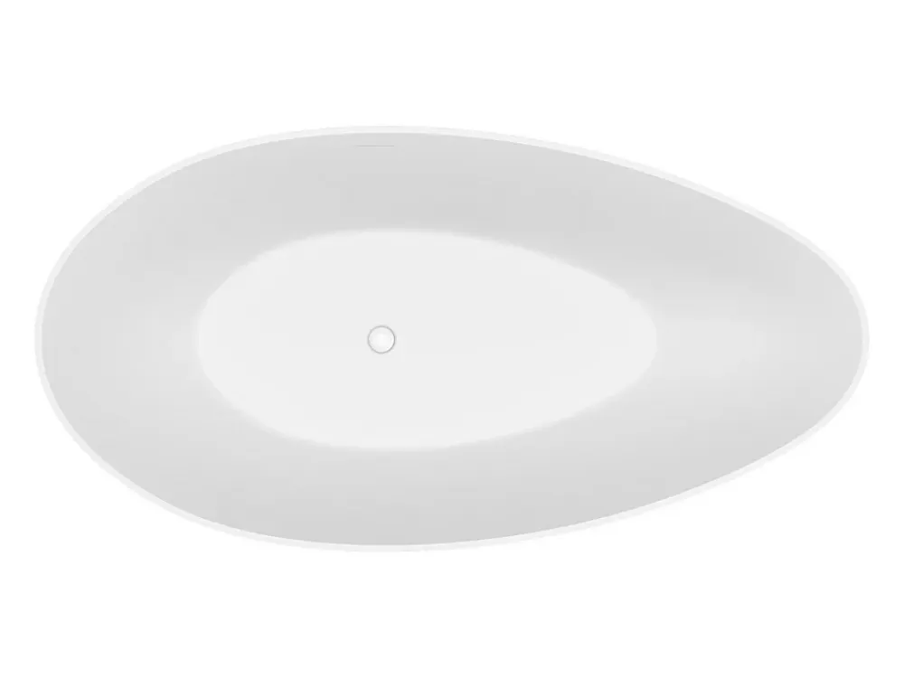 Baignoire Îlot|Vente-unique Baignoire îlot asymétrique - 245 L - 160 x 82 x 58 cm - Blanc mat - Acrylique - APULIA