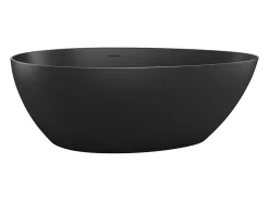 Vente-unique Baignoire îlot asymétrique - 245 L - 160 x 82 x 58 cm - Noir mat - Acrylique - APULIA