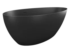Vente-unique Baignoire îlot asymétrique - 245 L - 160 x 82 x 58 cm - Noir mat - Acrylique - APULIA