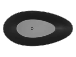Vente-unique Baignoire îlot asymétrique - 245 L - 160 x 82 x 58 cm - Noir mat - Acrylique - APULIA