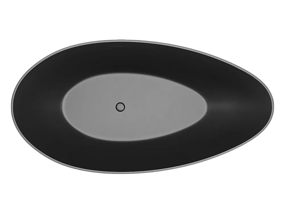Vente-unique Baignoire îlot asymétrique - 245 L - 160 x 82 x 58 cm - Noir mat - Acrylique - APULIA