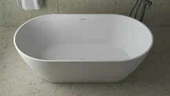 Poalgi Baignoire îlot blanche Solid Surface 168x80x53,5 cm inclus tablette - modèle SHIRO