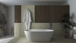Poalgi Baignoire îlot blanche Solid Surface 168x80x53,5 cm inclus tablette - modèle SHIRO