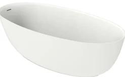 Baignoire Îlot|Poalgi Baignoire îlot blanche Solid Surface 170x80x51 cm inclus tablette - modèle MENORCA