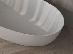 Baignoire Îlot|Poalgi Baignoire îlot blanche Solid Surface 170x80x51 cm inclus tablette - modèle MENORCA