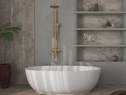 Baignoire Îlot|Poalgi Baignoire îlot blanche Solid Surface 170x80x51 cm inclus tablette - modèle MENORCA