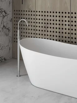 Poalgi Baignoire îlot blanche Solid Surface 180x80x63 cm inclus tablette - modèle CAPRI