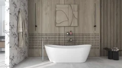 Poalgi Baignoire îlot blanche Solid Surface 180x80x63 cm inclus tablette - modèle CAPRI