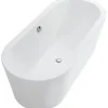 Sanindusa Baignoire îlot blanche 180x80 ovale à poser au sol acrylique très haute densité Freestanding UrbY Plus (avec vidage)