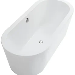 Sanindusa Baignoire îlot blanche 180x80 ovale à poser au sol acrylique très haute densité Freestanding UrbY Plus (avec vidage)