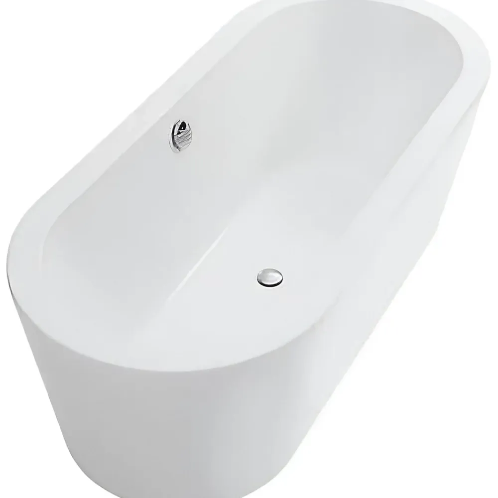 Sanindusa Baignoire îlot blanche 180x80 ovale à poser au sol acrylique très haute densité Freestanding UrbY Plus (avec vidage)