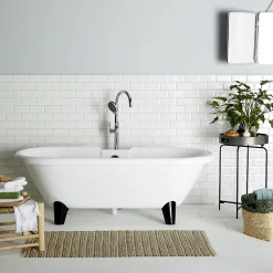Baignoire Îlot|Planète Bain Baignoire îlot Charly blanche rétro + pieds conique noir