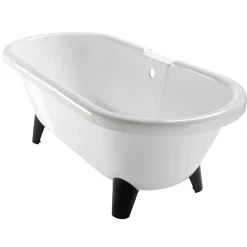 Baignoire Îlot|Planète Bain Baignoire îlot Charly blanche rétro + pieds conique noir
