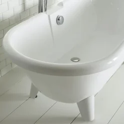 Baignoire Îlot|Planète Bain Baignoire îlot Charly blanche rétro + pieds conique blanc