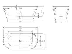 Vente-unique Baignoire îlot design - 201 L - 150 x 70 x 58 cm - Noire - TWIGGY