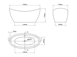 Baignoire Îlot|Vente-unique Baignoire îlot design blanche - 225L - 170 x 83 x 77cm - ALDA