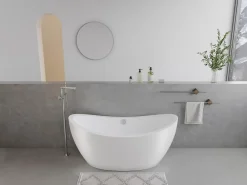Baignoire Îlot|Vente-unique Baignoire îlot design blanche - 225L - 170 x 83 x 77cm - ALDA