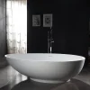 Bernstein Baignoire îlot Design en fonte minérale VIGO - blanc mat - Sans robinet, Avec siphon, 150x75cm