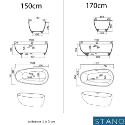 Baignoire Îlot|Stano Baignoire îlot design en solid surface ovale HELSINKI 170 cm