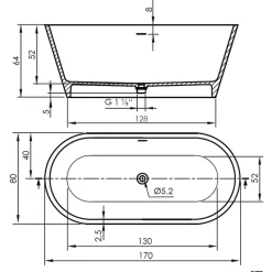 Sanycces Baignoire îlot design en sanydur ovale MODERN 170 cm