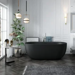 Baignoire Îlot|Stano Baignoire îlot design ovale LISBON noir mat 150 cm