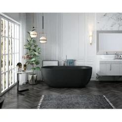 Baignoire Îlot|Stano Baignoire îlot design ovale LISBON noir mat 150 cm