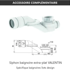 Stano Baignoire îlot design ovale BOSTON blanche 142 cm