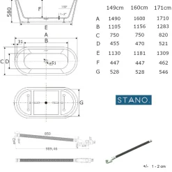 Stano Baignoire îlot design ovale FINDLAY blanche 160 cm