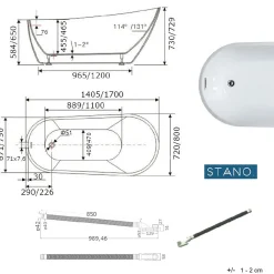 Baignoire Îlot|Stano Baignoire îlot design ovale OPRAH blanche 140 cm