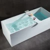 Bernstein Baignoire îlot en fonte minérale 170x72x55cm Blanc mat - LUNA STONE - Sans robinet sur pied + siphon