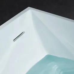 Bernstein Baignoire îlot en fonte minérale 170x72x55cm Blanc mat - LUNA STONE - Sans robinet sur pied + siphon