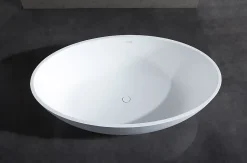 Bernstein Baignoire îlot en fonte minérale RELAX - 176x103cm - Sans robinet ni siphon, Blanc mat