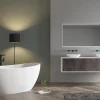 Bernstein Baignoire îlot en fonte minérale HAWAII STONE - 180x85cm - Avec robinet mitigeur 1521, Sans siphon, Blanc brillant