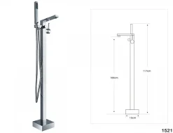 Bernstein Baignoire îlot en fonte minérale HAWAII STONE - 180x85cm - Avec robinet mitigeur 1521, Sans siphon, Blanc brillant