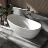 Baignoire Îlot|Bernstein Baignoire îlot Fonte minérale ovale 180x85x64cm + bonde et trop plein - Blanc brillant - HAWAII STONE