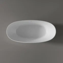 Baignoire Îlot|Bernstein Baignoire îlot Fonte minérale ovale 180x85x64cm + bonde et trop plein - Blanc brillant - HAWAII STONE