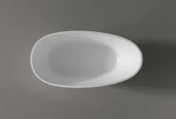 Baignoire Îlot|Bernstein Baignoire îlot fonte minérale ovale autoportante Moderne avec bonde - 150x75x54cm - VELA Blanc mat