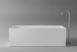 Baignoire Îlot|Bernstein Baignoire îlot Fonte minérale rectangulaire 170x72x55cm + bonde pop-up et trop plein - Blanc mat - LUNA