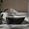 Baignoire Îlot|Bernstein Baignoire îlot fonte minérale ovale autoportante Moderne avec bonde - 150x75x54cm - VELA Noir (brillant)