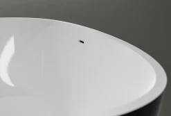 Baignoire Îlot|Bernstein Baignoire îlot fonte minérale ovale autoportante Moderne avec bonde - 150x75x54cm - VELA Noir (brillant)