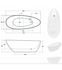 Azura Home Design Baignoire îlot GOYA - 160 x 70 cm
