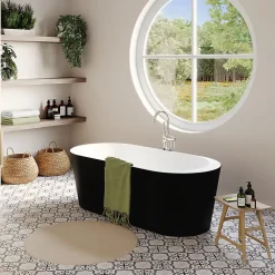 Baignoire Îlot|GoodHome Baignoire îlot Huron L. 150 cm x l. 75 cm noir