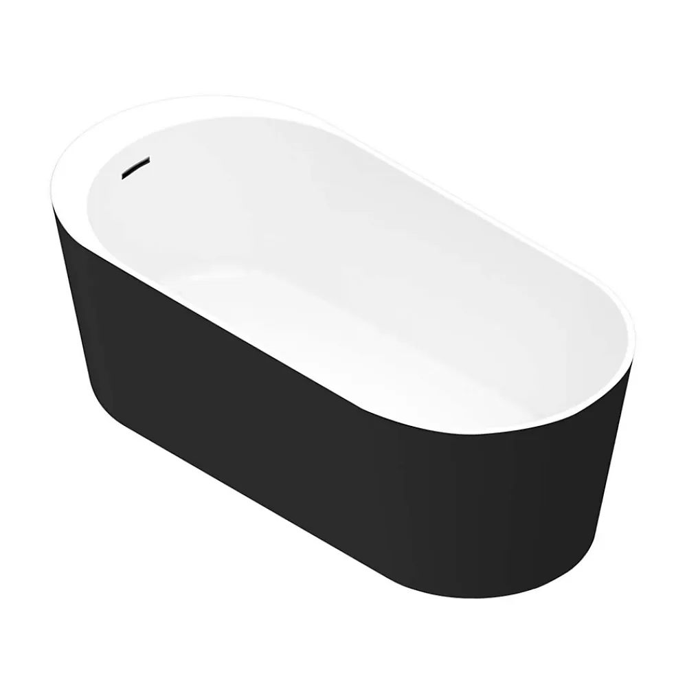 Baignoire Îlot|GoodHome Baignoire îlot Huron L. 150 cm x l. 75 cm noir