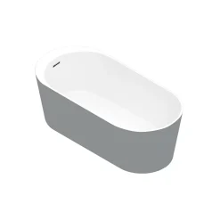 GoodHome Baignoire îlot Huron L. 170 x l.70 cm gris