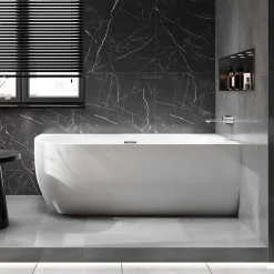 Baignoire Îlot|Bernstein Baignoire îlot LENA CORNER acrylique blanc brillant - montage droite -170x75cm - Garantie 5 ans - Sans robinet, Avec siphon