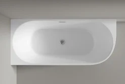 Baignoire Îlot|Bernstein Baignoire îlot LENA CORNER acrylique blanc brillant - montage gauche -170x75cm - Garantie 5 ans - Avec mitigeur 1521, Avec siphon