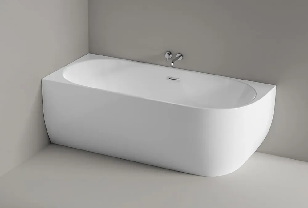 Baignoire D'Angle|Bernstein Baignoire îlot LENA CORNER acrylique blanc brillant - montage gauche -170x75cm - Garantie 5 ans - Avec mitigeur 1521, Sans siphon