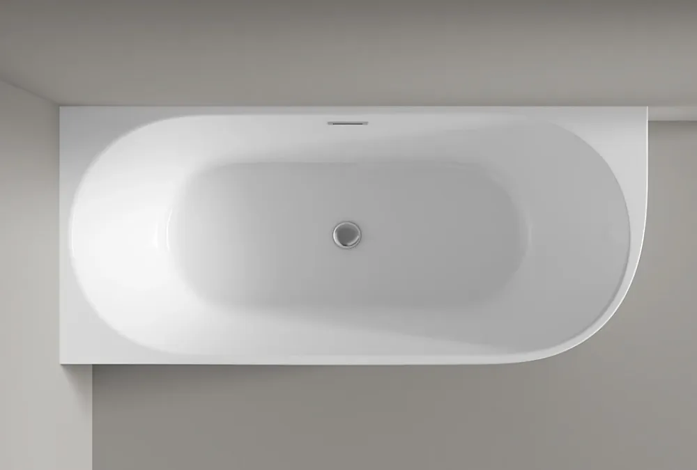 Baignoire D'Angle|Bernstein Baignoire îlot LENA CORNER acrylique blanc brillant - montage gauche -170x75cm - Garantie 5 ans - Avec mitigeur 1521, Sans siphon